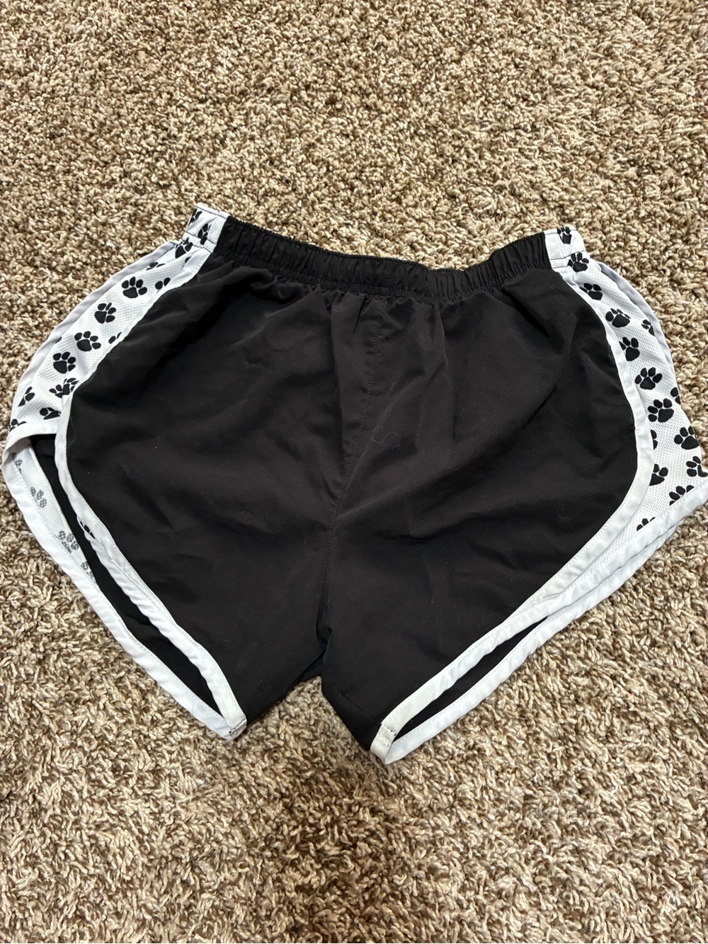 boxercraft Black Athletic Shorts with White Paw-Print Side Trim